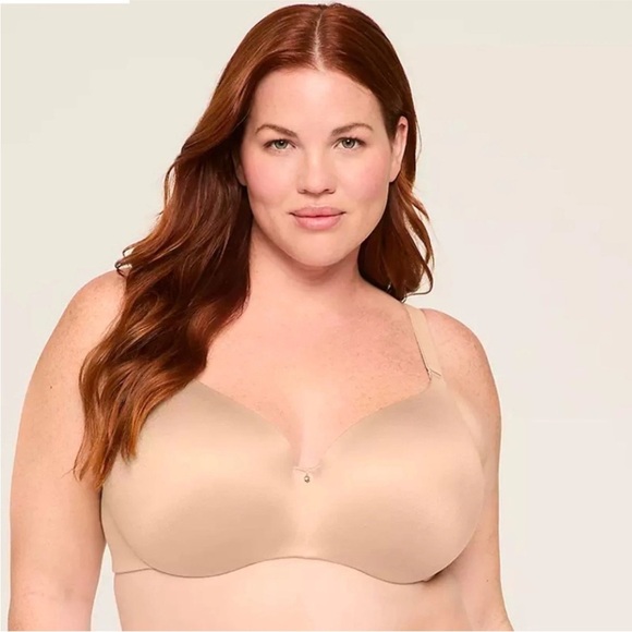 Cacique Boost Plunge smoothing back bra 46 DDD in dark nude - Picture 1 of 7